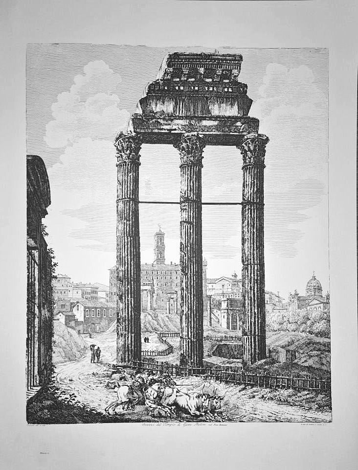 Avanzi del Tempio di Giove Statore nel Foro Romano — after Luigi Rossini, Sidney Z. Lucas, New York