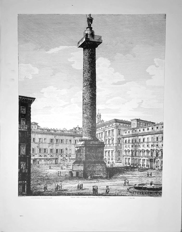Veduta della Colonna Antonina in Piazza Colonna — after Luigi Rossini, Sidney Z. Lucas, New York