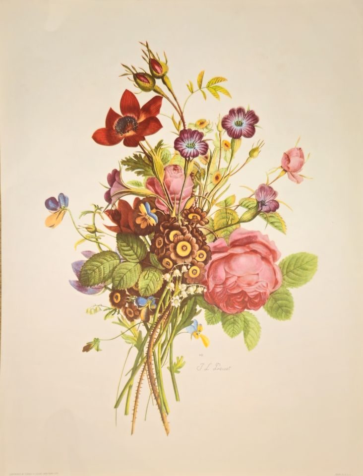 Mixed flower bouquet with rose — after J. L. Prévost, Sidney Z. Lucas, New York