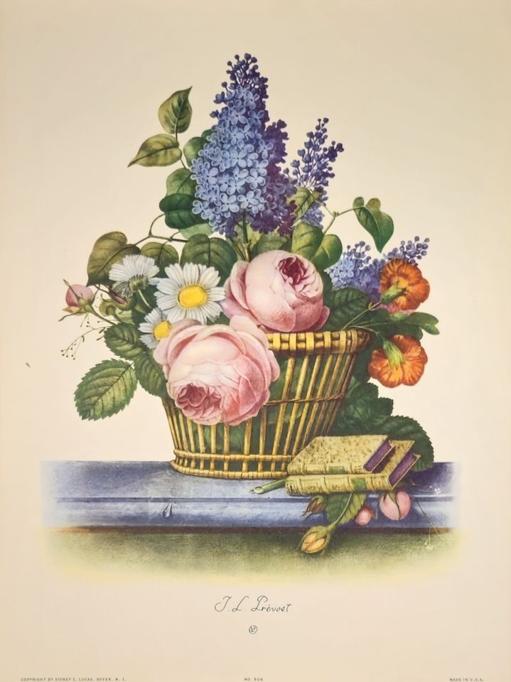 Basket of roses, lilacs and daisies — after J. L. Prévost, Sidney Z. Lucas, New York