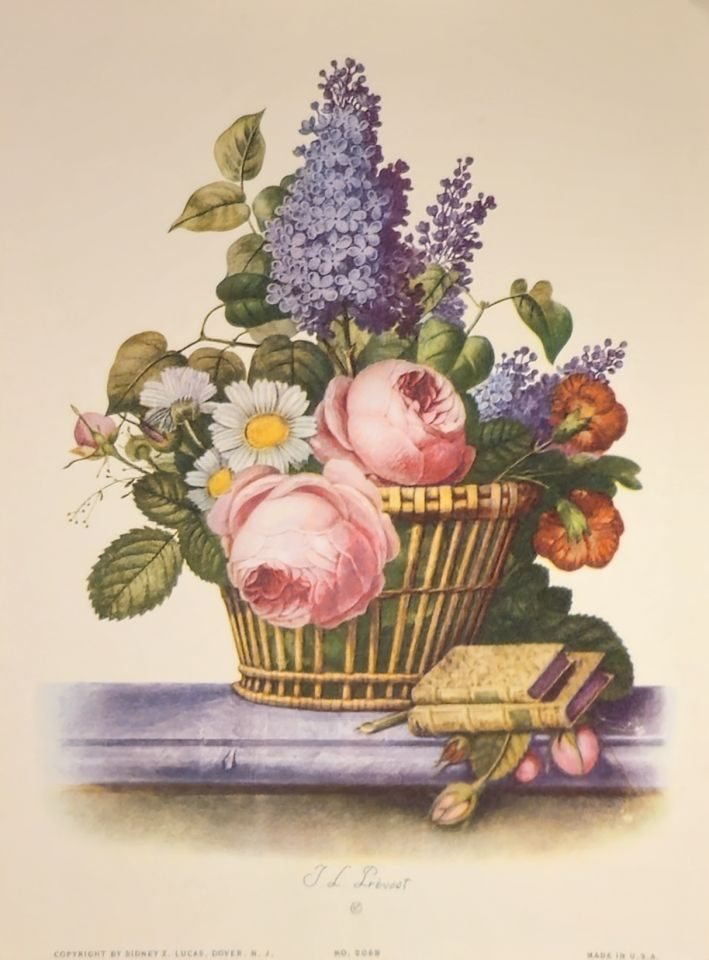 Basket of roses, lilacs and daisies — after J. L. Prévost, Sidney Z. Lucas, New York