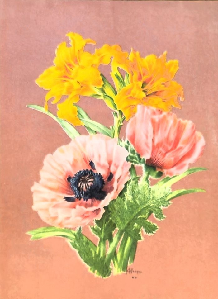 Poppies and lilies on coral ground — after J. L. Prévost, Sidney Z. Lucas, New York