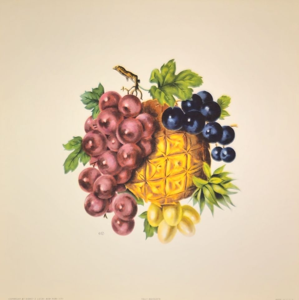 Still life of grapes, pineapple and bananas — after J. L. Prévost, Sidney Z. Lucas, New York