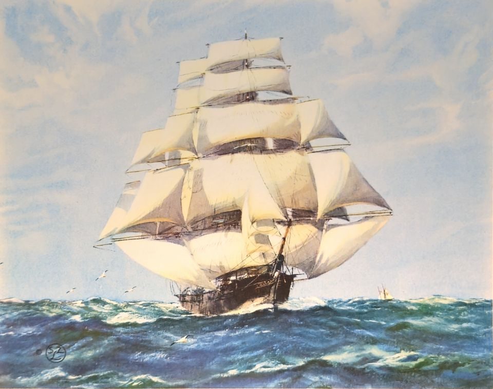 Clipper ship under full sail — unattributed, Sidney Z. Lucas, New York