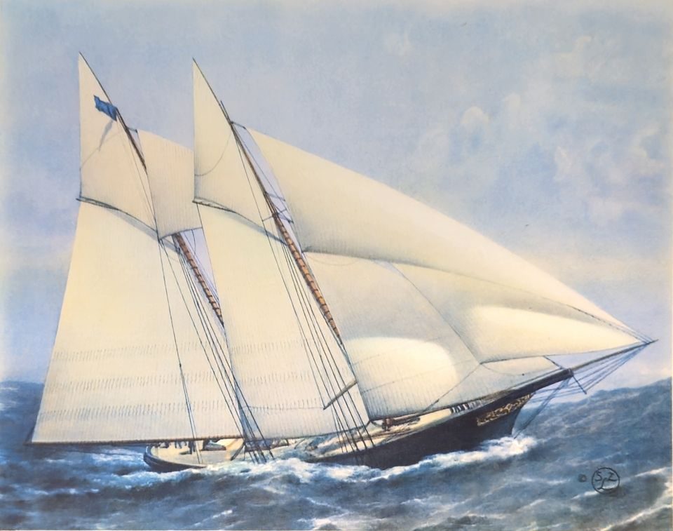 Racing schooner yacht under full sail — unattributed, Sidney Z. Lucas, New York