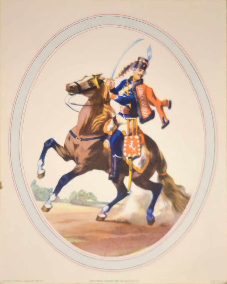 Cavalier on rearing horse, oval — unattributed, Sidney Z. Lucas, New York