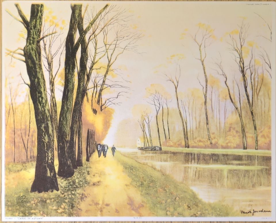 Autumn tree-lined path by water — after Marcel Jourdain, Sidney Z. Lucas, New York