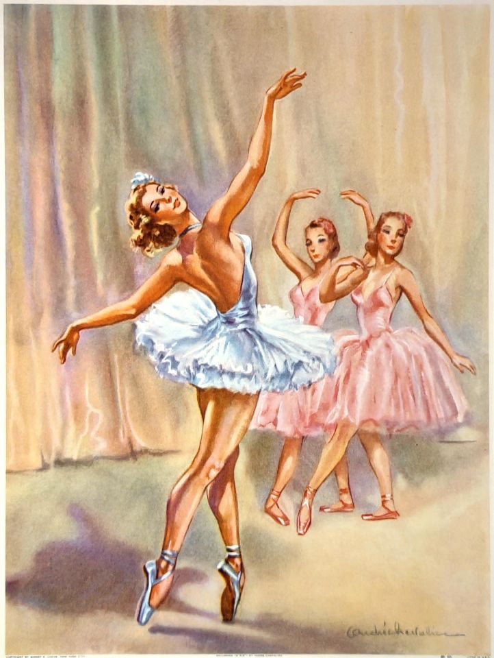 Ballerina en pointe with two dancers — after André Chevalier, Sidney Z. Lucas, New York