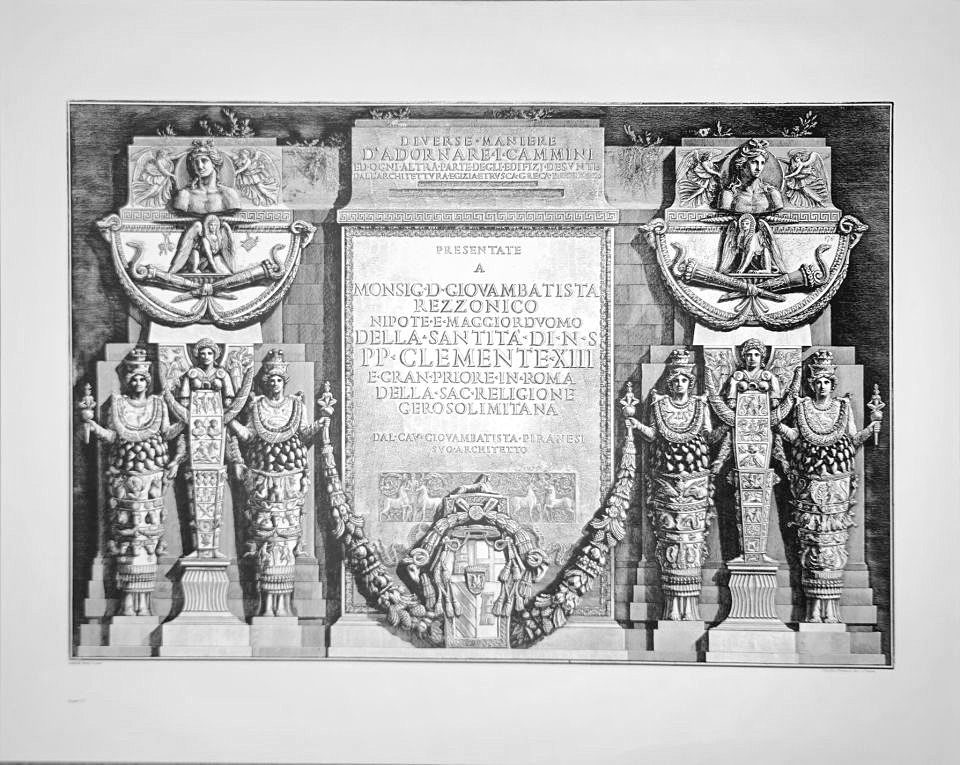 Engraved monument with Latin inscription tablet — after Giovanni Battista Piranesi, Sidney Z. Lucas, New York