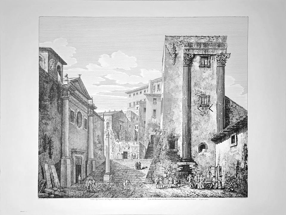 Veduta degl'Avanzi del Tempio di Castore e Polluce nella Città di Cora — after Giovanni Battista Piranesi, Sidney Z. Lucas, New York
